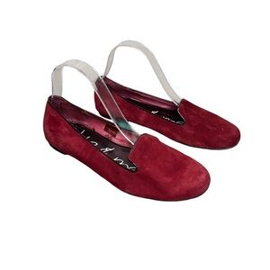 Kate & Mel Burgundy Red Leather Suede Slip On Flat Loafers Size 39